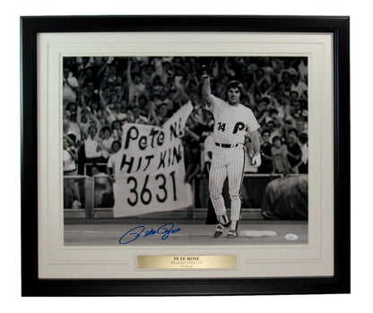 Pete Rose Signed 16X20 Photo Philadelphia Phillies Framed Jsa 197598