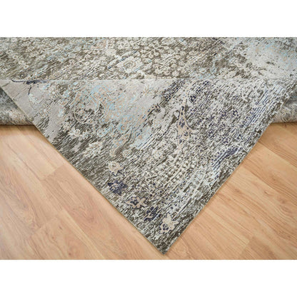 8'3"X10' Gray Hand Knotted Transitional Design Wool And Silk Rug