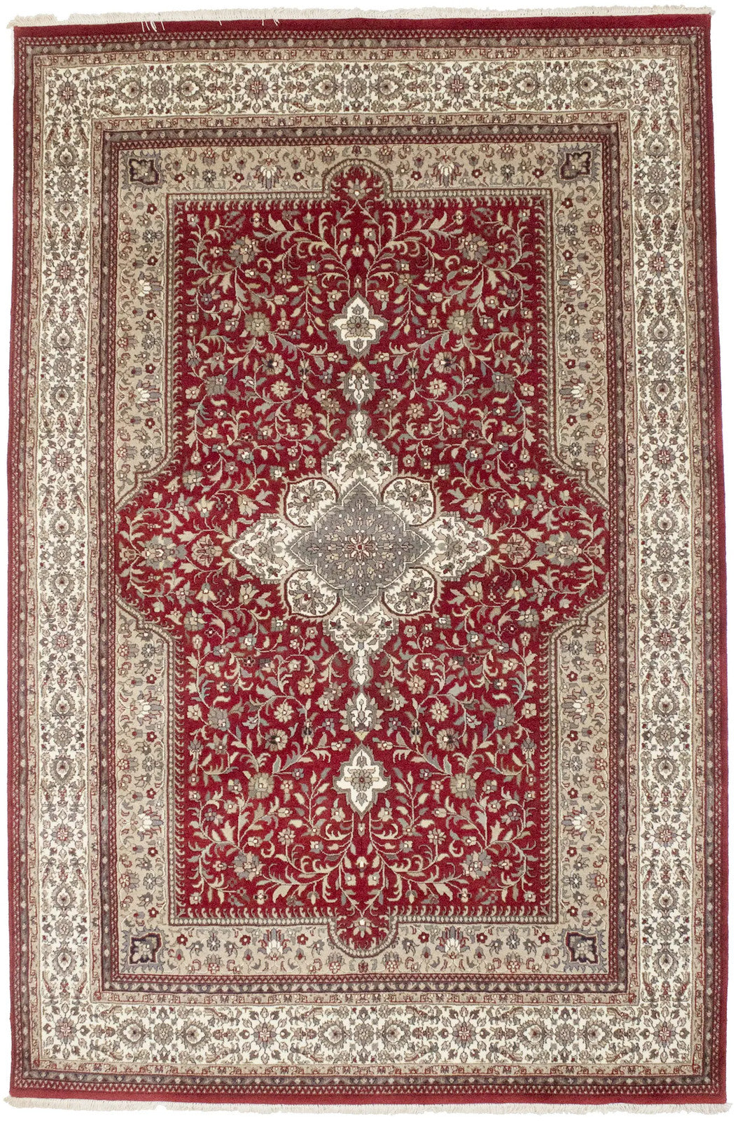 Extra Fine Handmade Wool Oriental Rug 6'5X9'9 ft Classic Floral Design Carpet