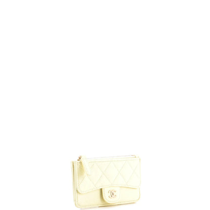 Chanel Flap Zip Card Holder Quilted Caviar
