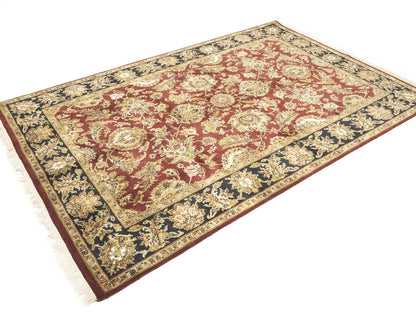 Handmade 6X9 Agra Jaipur Floral Oriental Rug Thick Pile Home Decor Carpet