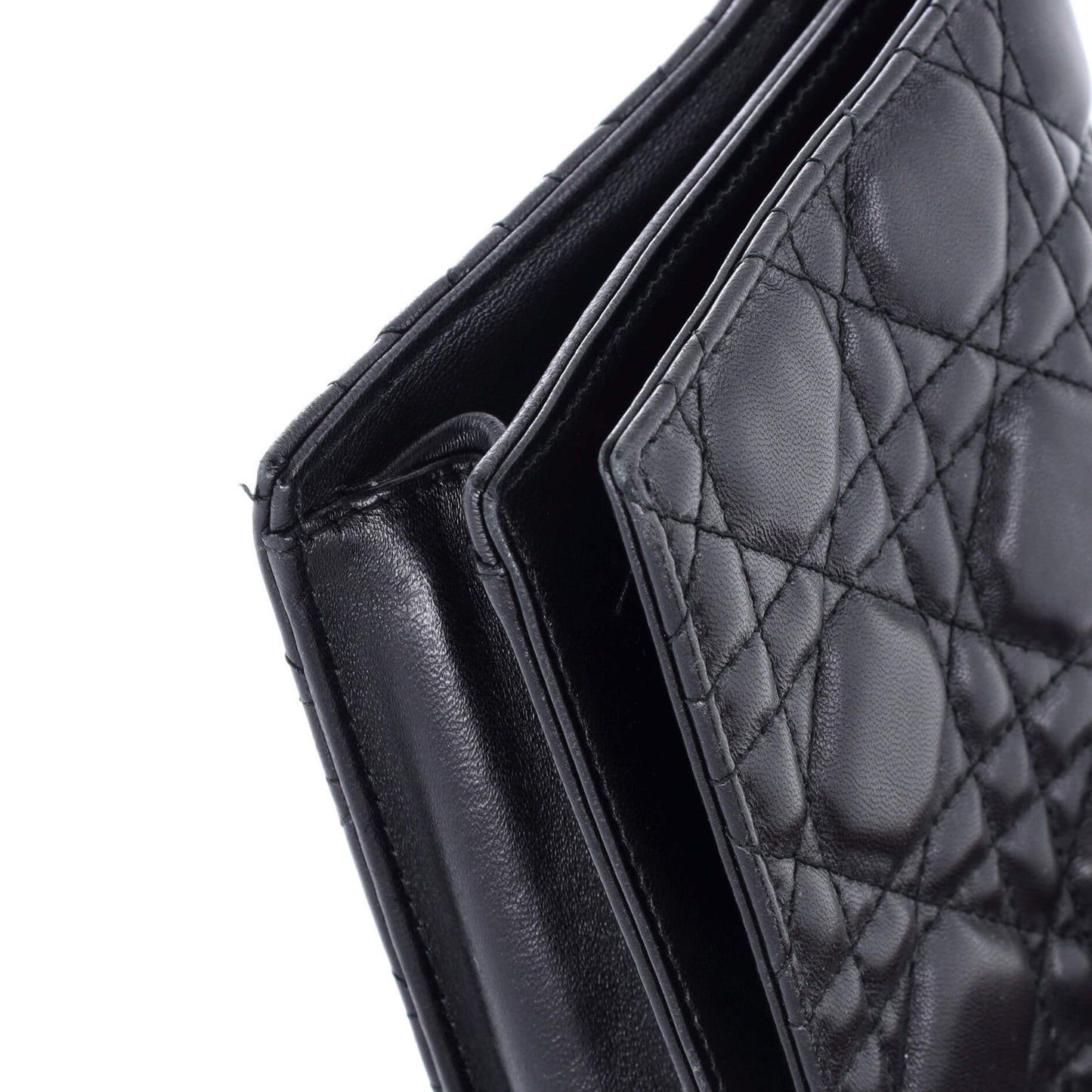 Christian Dior Lady Dior Convertible Chain Clutch Cannage Quilt Leather Long