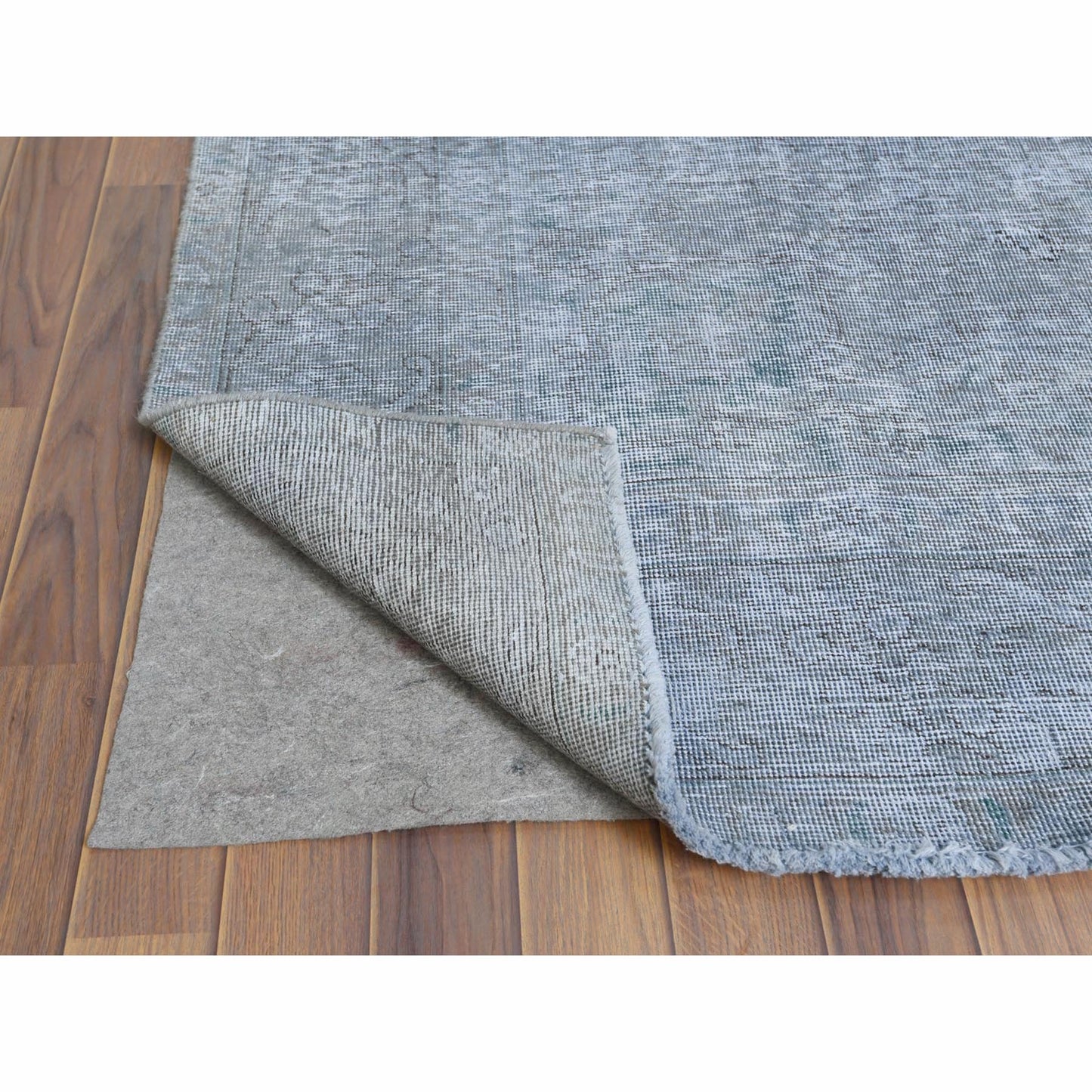 7'9"X11' Gray Worn Wool Vintage Hand Knotted Farsian Tebraz Rug