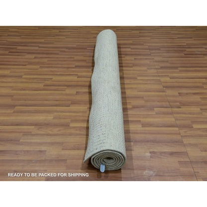 5'4"X7'1" Egret White Hand Knotted Modern Grass Design Wool Oriental Rug