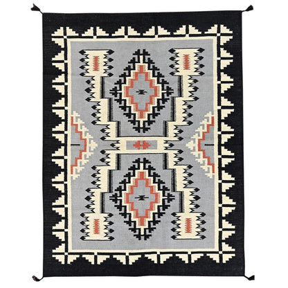 5'3"X7' Gray American Geometric Design Rug Flat Weave Hand Woven Wool