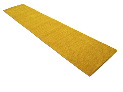 2'7x12'1 Marigold Solid Design Hand-Loomed Gabbeh Wool Runner Rug Carpet