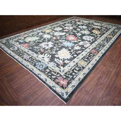 11'9"X17'7" Black Afghan Angora Oushak Wool Hand Knotted Oversized Rug