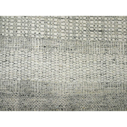 6'1"X9' Gray Natural Wool Rug Hand Knotted Oxidized Grass Design Oriental