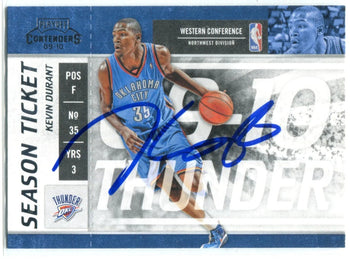 Kevin Durant Autographed 2009-10 Panini Contenders Playoff Card #60 (Jsa)