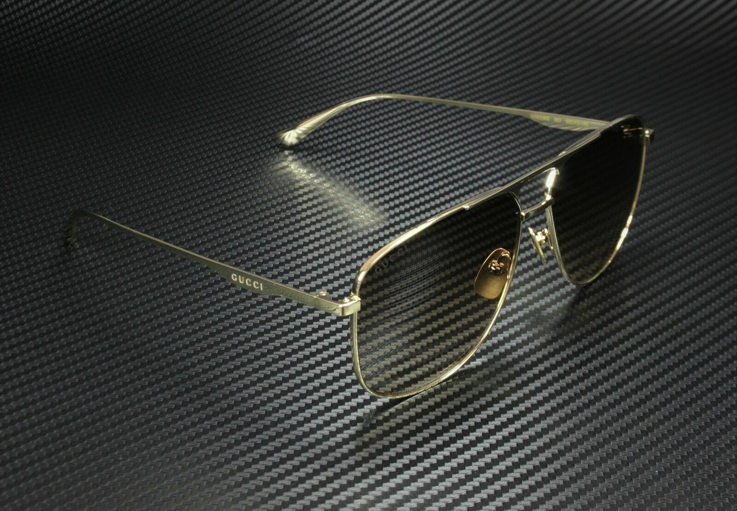 GUCCI GG0336S 001 Gold Brown Men's Rectangle Sunglasses 60 mm