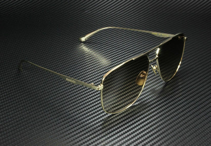 GUCCI GG0336S 001 Gold Brown Men's Rectangle Sunglasses 60 mm