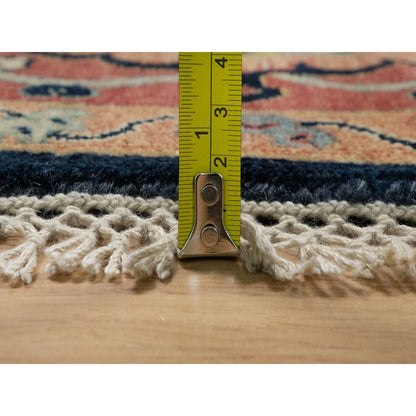 10'1"X10'1" Navy Antiqued Heris Re-Creation Hand Knotted Wool Round Rug