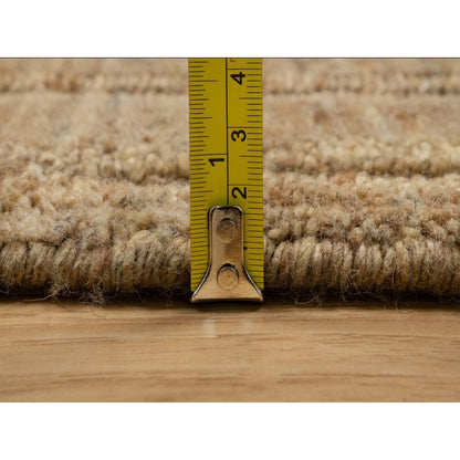 6'x6' Brown Natural Wool Vertical Stripes Design Hand Loomed Round Rug