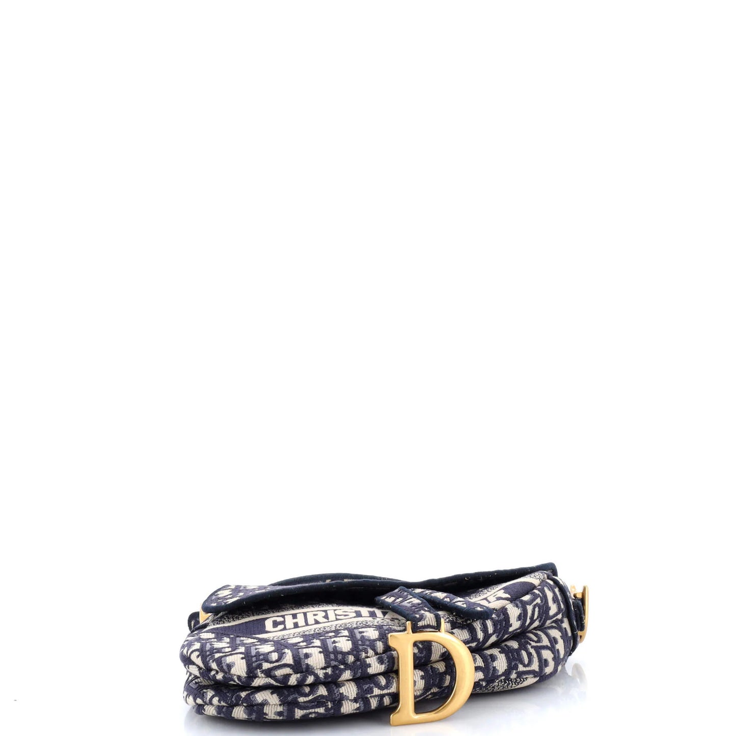 Christian Dior Saddle Handbag Logo Embroidered Oblique Canvas Medium