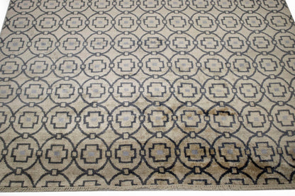 8X10 Handmade Modern Geometric Style Rug Beige Contemporary Home Decor Carpet