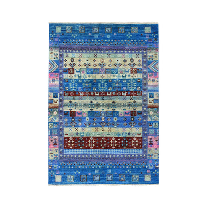 4'X5'10" Colorful Kashkuli Gabbeh Pure Wool Hand-Knotted Oriental Rug