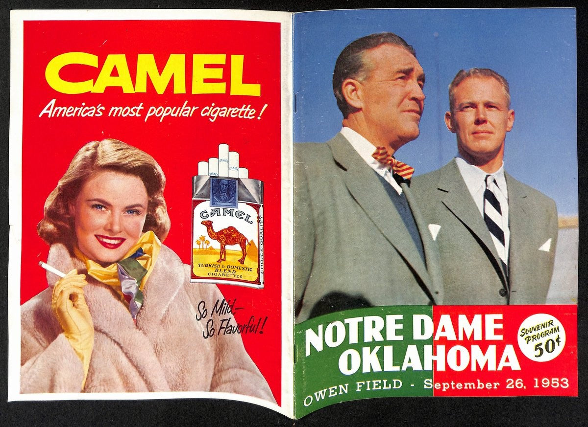 1953 Notre Dame Vs Oklahoma Wilkinson/Leahy College Football Game Program 196144