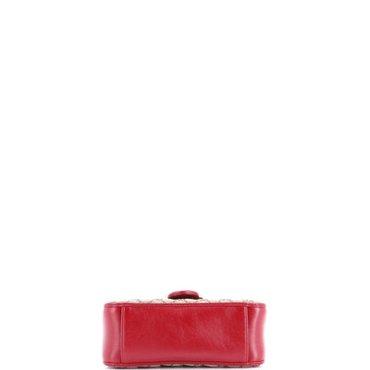 Gucci Gg Marmont Top Handle Flap Bag Diagonal Quilted Gg Canvas With Leather