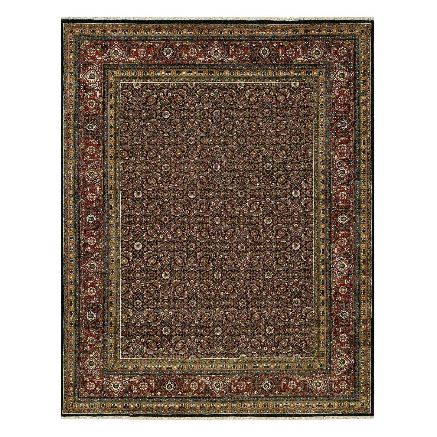 7'10"X10' Anchors Aweigh Blue Fish Pattern Herati Wool Hand Knotted Rug
