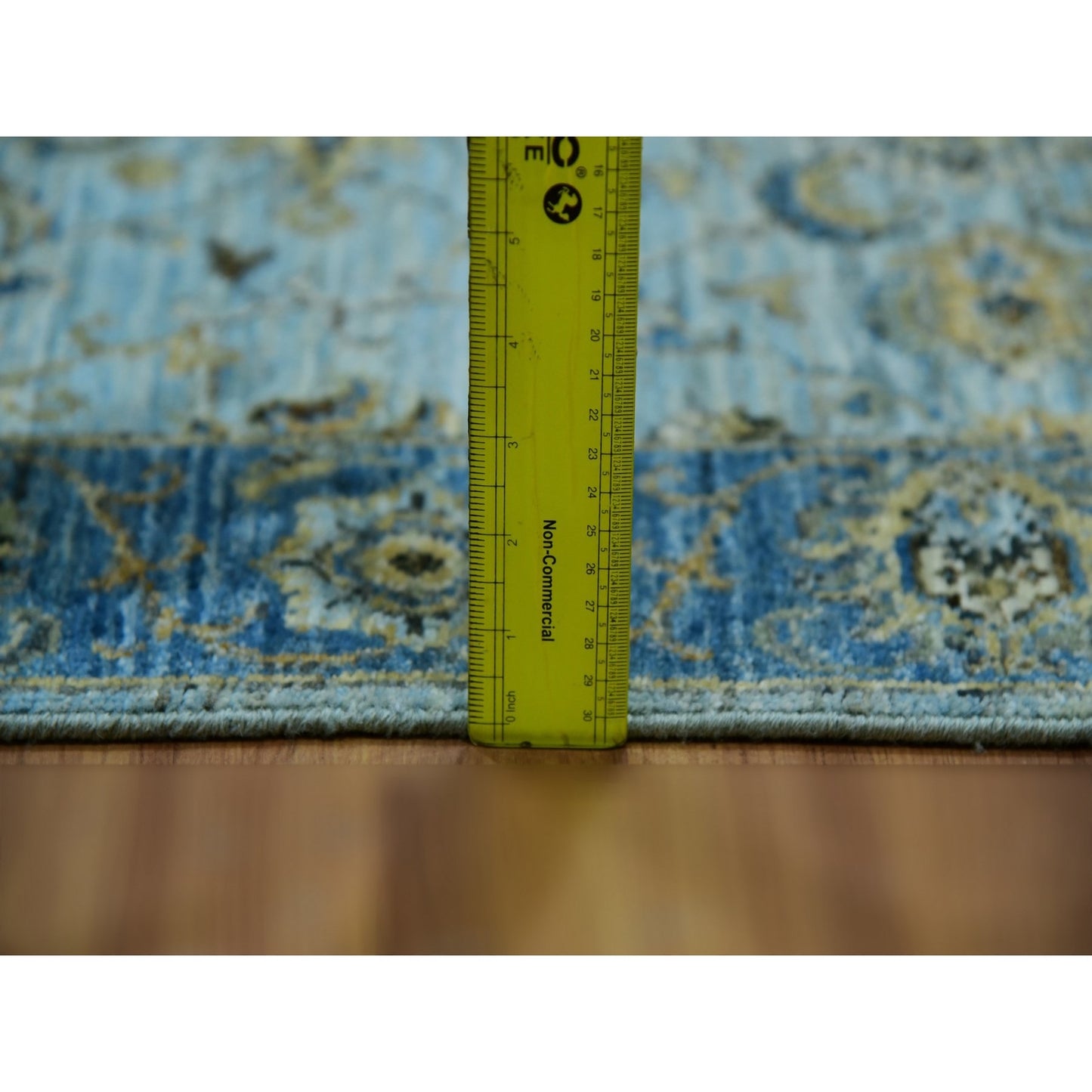 2'6"X14' Arctic Blue Wool Hand Knotted Shah Abbas Runner Oriental Rug