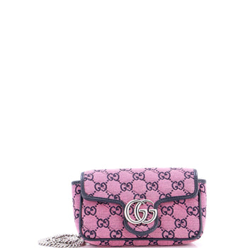 Gucci Gg Marmont Flap Bag Diagonal Quilted Gg Canvas Super Mini