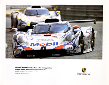 Lemans 1998 Porsche 911 Gt1 Original Racing Poster  On Linen