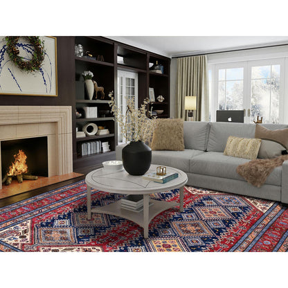 8'3"X10' Ajax Red Afghan Caucasian Design Revival Hand Knotted All Wool Rug