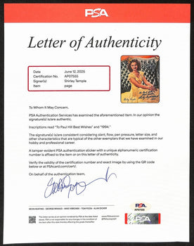 Shirley Temple Actor Signed/Inscribed Vintage 8X10 Magazine Photo Psa/Dna 196900