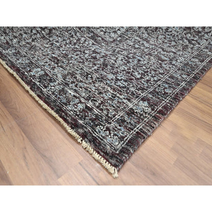 8'X10' Wine Red Pre Historic Mamluk Design Hand Knotted Wool Oriental Rug