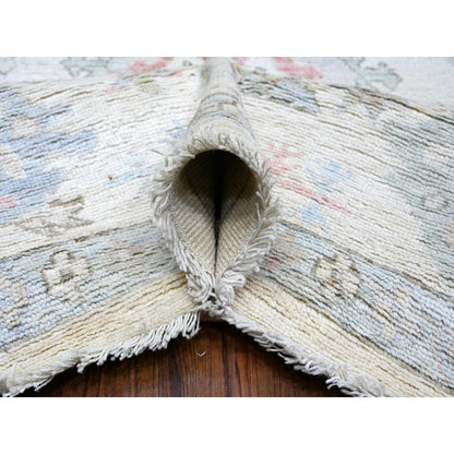 9'9"X13'10" Goose Gray Wool Weft Afghan Angora Oushak Oriental Rug