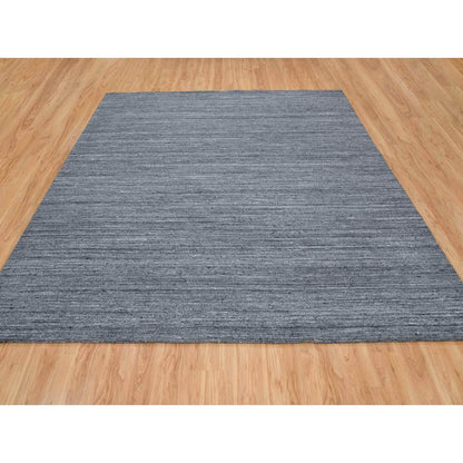 12'X12' Gray Modern Striae Design Natural Wool Hand Loomed Square Rug