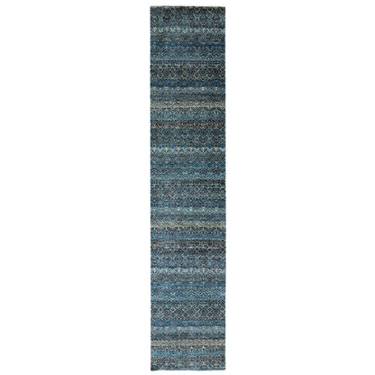 2'5"X12' Blue Kohinoor Herrita Design 100% Wool Hand Knotted Runner Rug