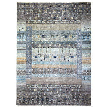 10'x13'8" Space Gray Afghan Kashkuli Soft Wool Hand Knotted Rug