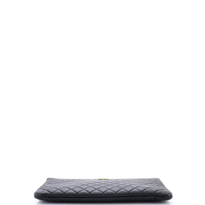 Chanel Boy O Case Clutch Quilted Caviar Large