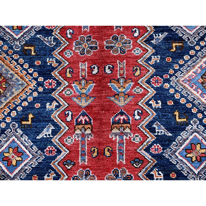 8'3"X10' Ajax Red Afghan Caucasian Design Revival Hand Knotted All Wool Rug