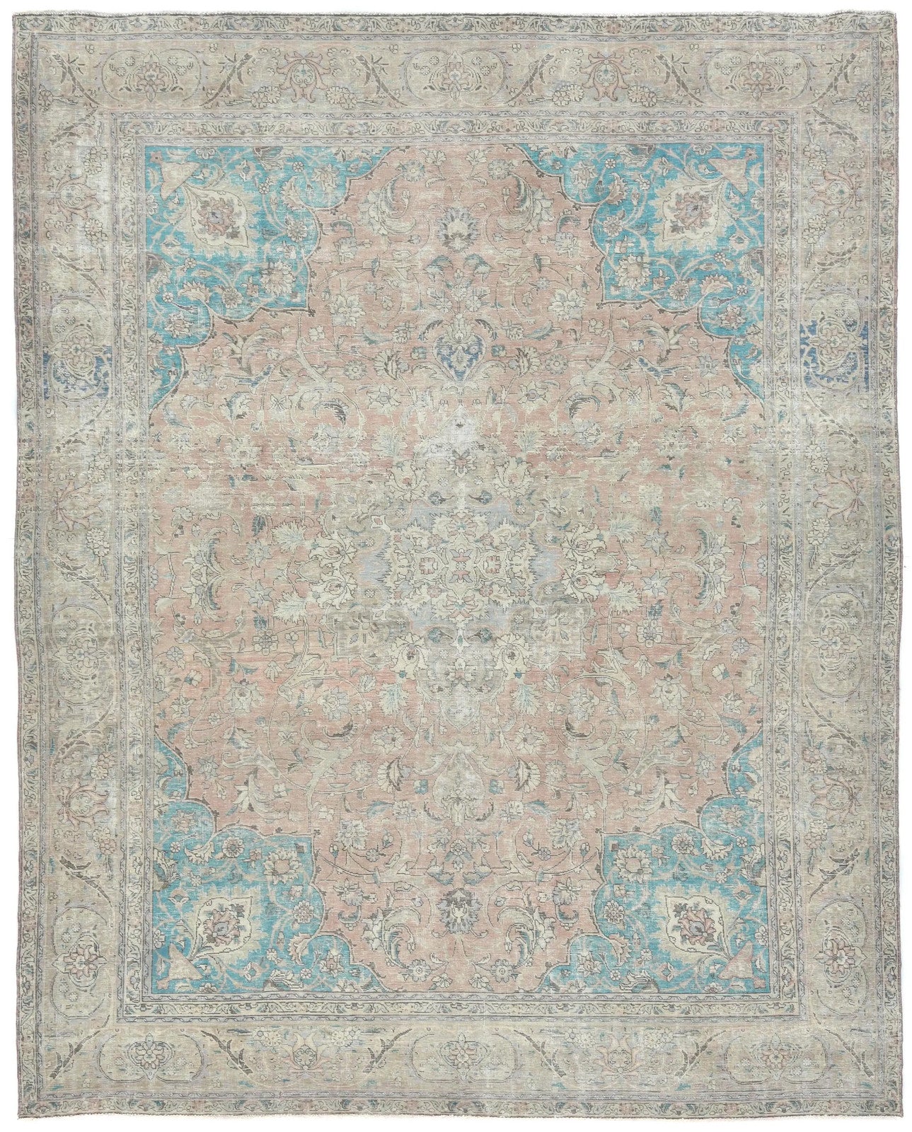 Distressed Semi-Antique Oriental Wool Rug 9X12 Ft