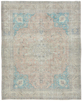 Distressed Semi-Antique Oriental Wool Rug 9X12 Ft