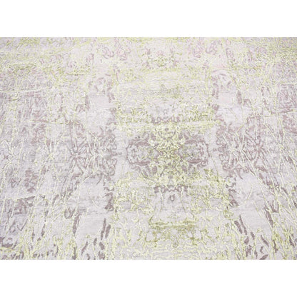 9'X11'9" Gray Hand Knotted Wool And Silk Transitional/Modern Design Rug