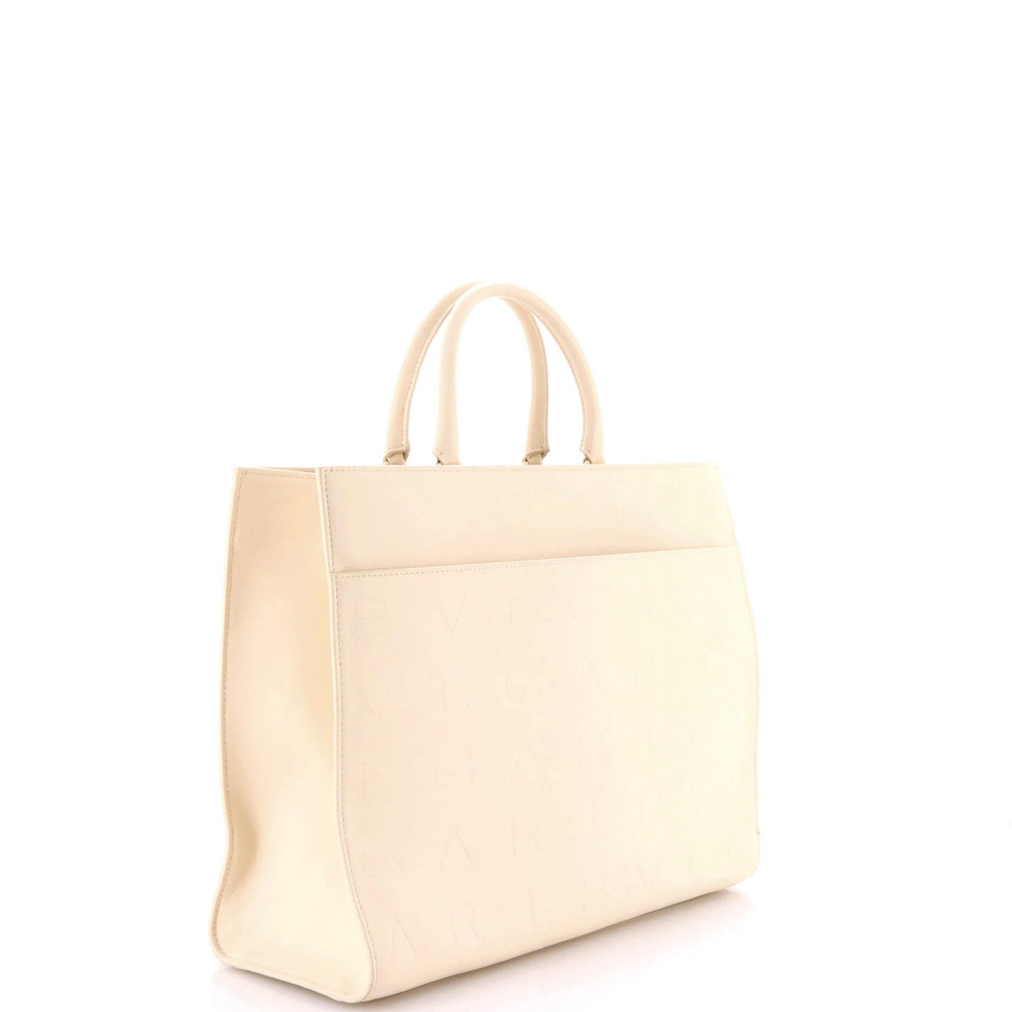 Bvlgari Logo Convertible Tote Embroidered Leather Medium