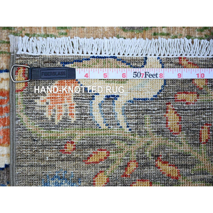 3'X5' Gray Birds Paradise Hand Knotted Peshawar 100% Wool Oriental Rug