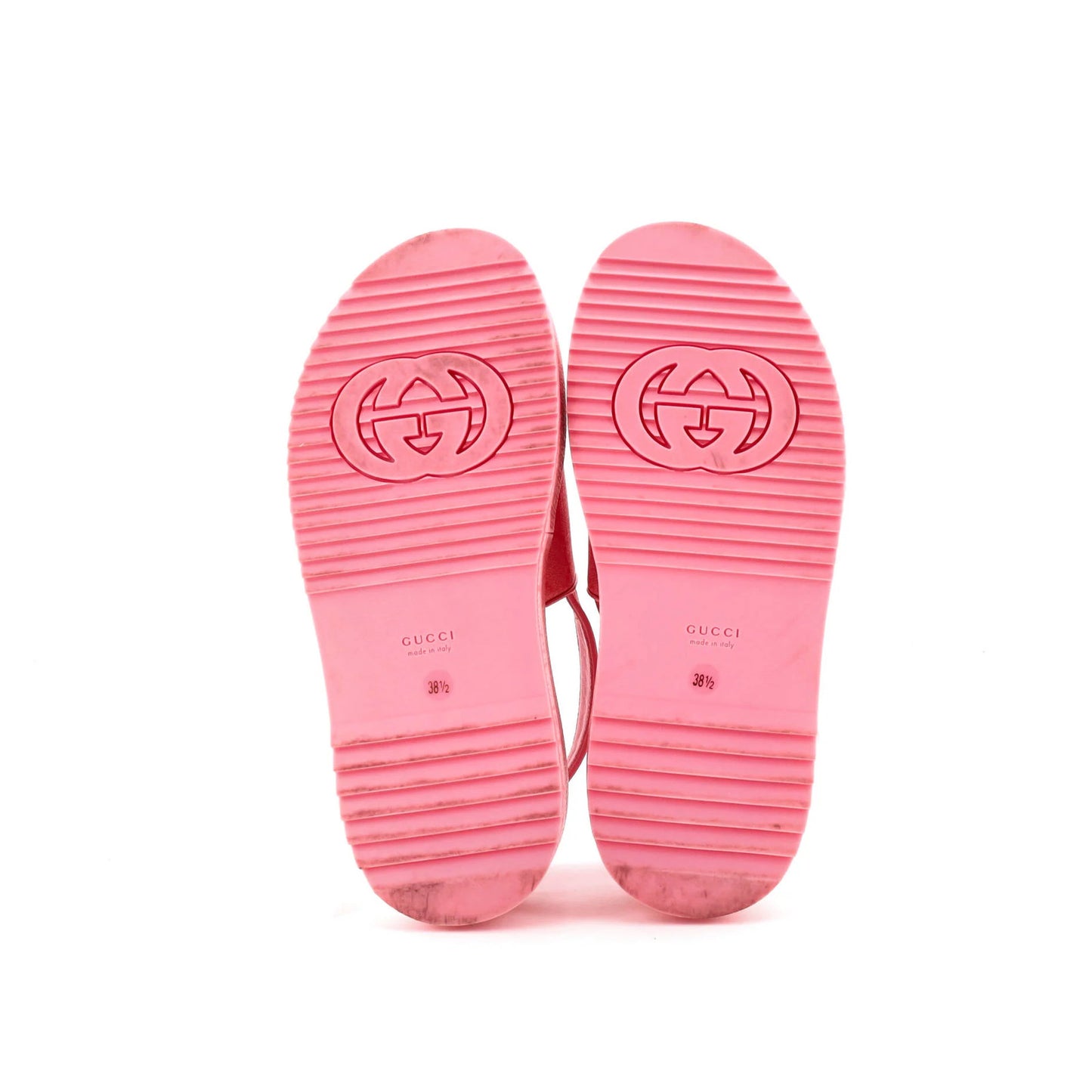 Gucci Women'S Angelina Platform Slingback Sandals Gg Coated Canvas