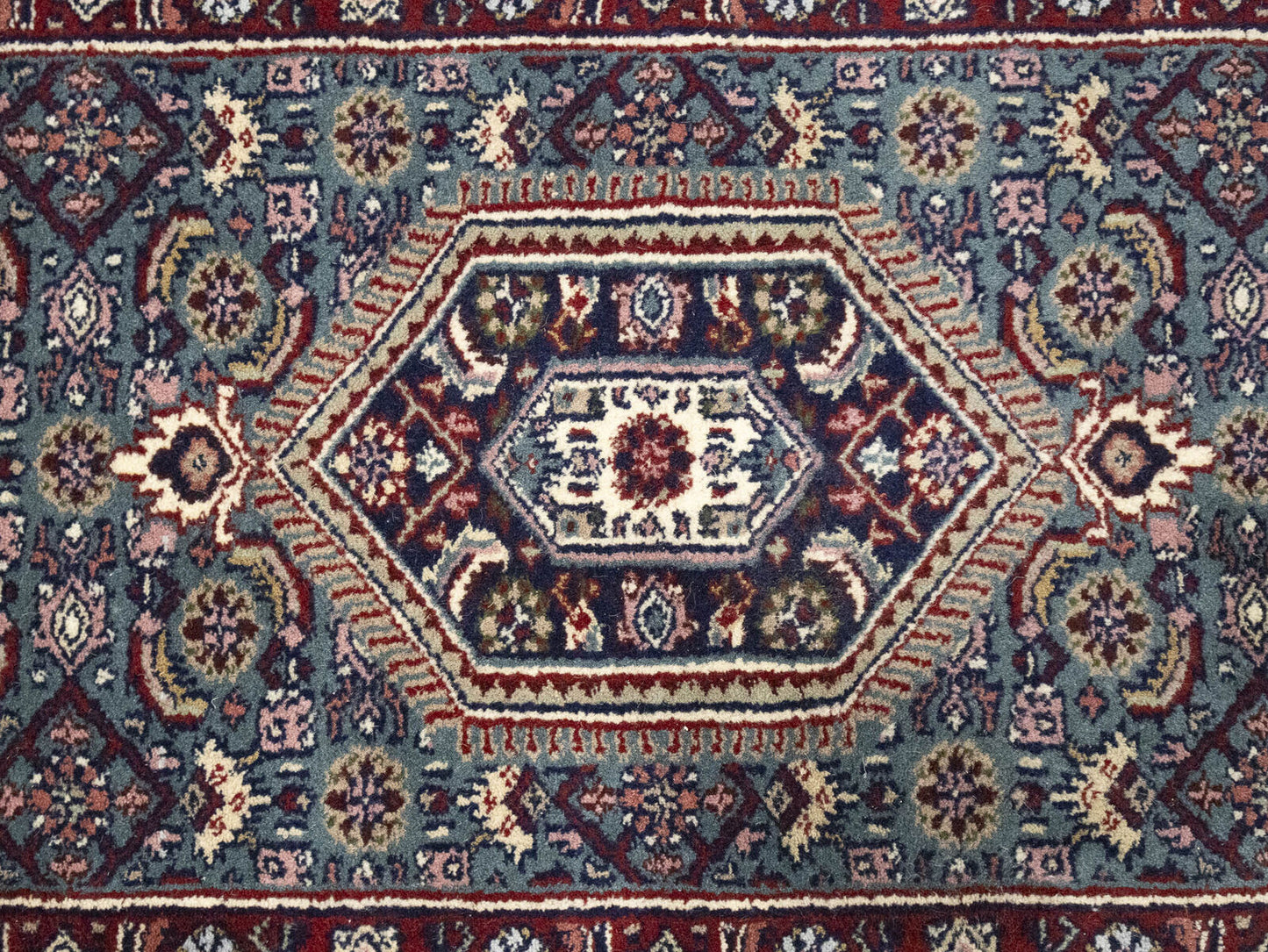 Hand-Knotted Indo-Bidjar Oriental Runner Rug Wool