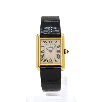 Cartier Must Tank Acquarino Pink Shell Dial Sv925 Gp Watch Women