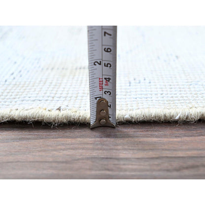 2'2"X5'10" White Hand Knotted Vintage Zoroastrian Tebraz Oriental Rug