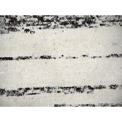 12'2"X14'9" Ivory Striae Design Wool Hand Knotted Oversized Oriental Rug