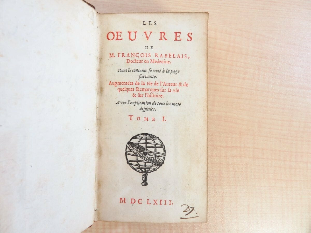 Francois Rabelais 1663 Les Oeuvres De M. Francois Rabelais Amsterdam First