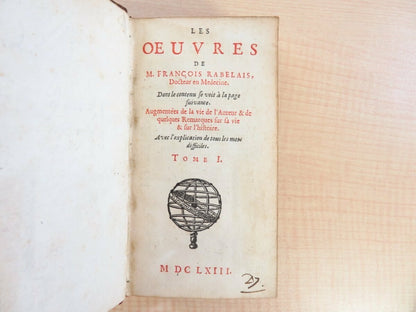 Francois Rabelais 1663 Les Oeuvres De M. Francois Rabelais Amsterdam First