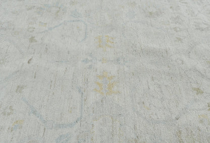 Handspun Wool Oushak Rug Muted Floral Design Bedroom Oriental Carpet 9X12 ft