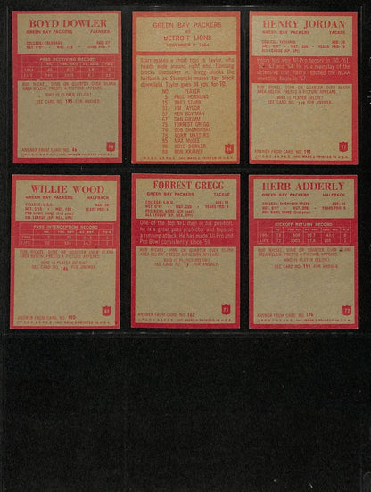 1965 Philadelphia Football Cards Green Bay Packers Complete Team Set (14) 200317
