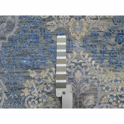 8'X10' Misty Gray Jewelry Design Wool With Textured Silk Hand Knotted Rug
